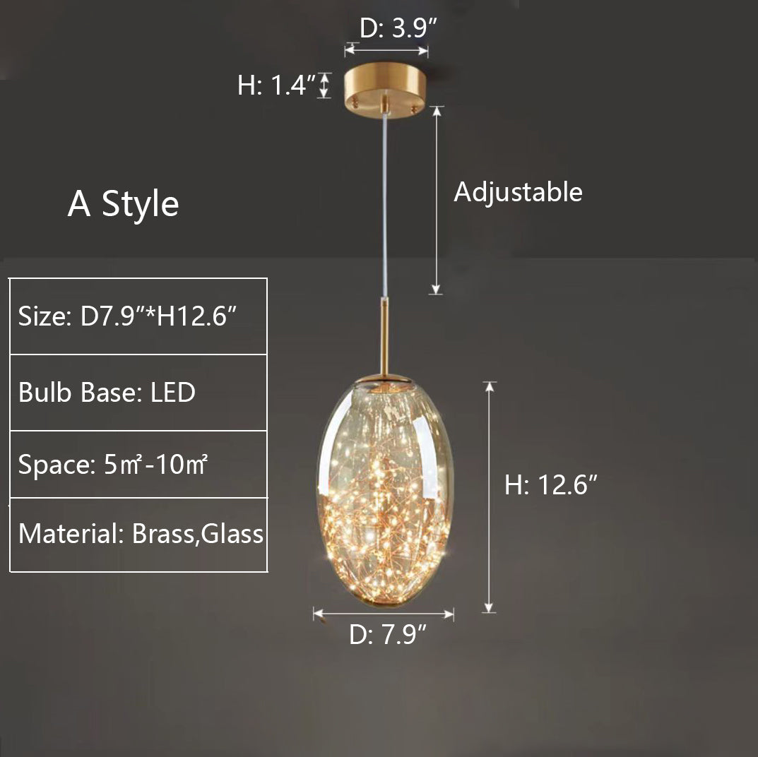 StarrySky – Moderne Pendellampe i Gråt Glas med Stjernehimmel-Effekt til Spisestue og Stue