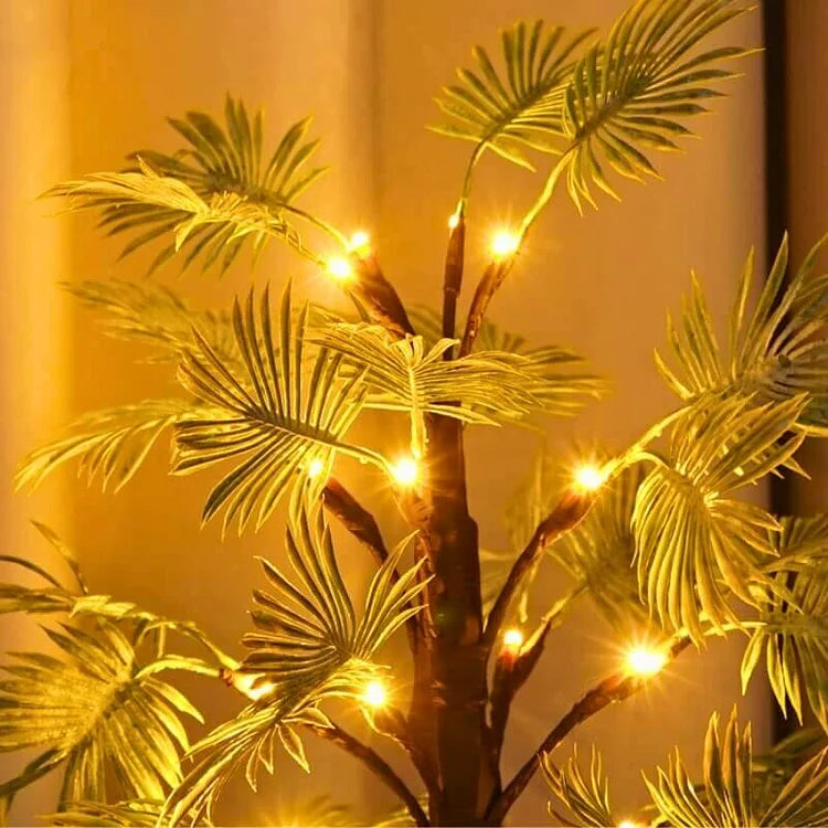 LED julelys med palmeblade – Dekorativ hyggelig lampe til stue, soveværelse og gang
