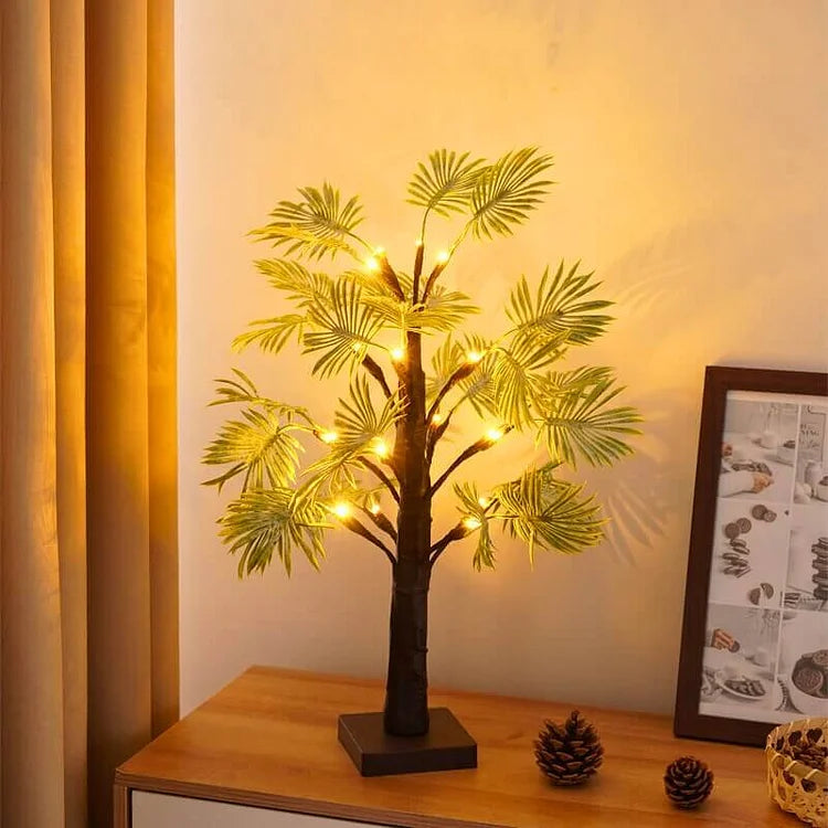 LED julelys med palmeblade – Dekorativ hyggelig lampe til stue, soveværelse og gang