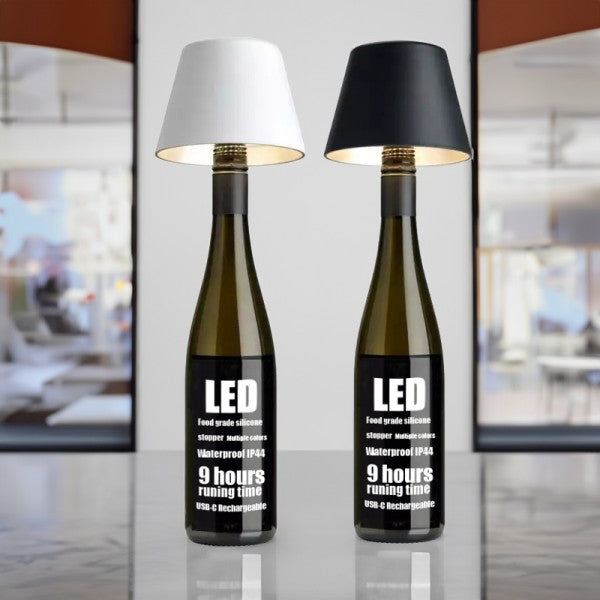 BottleLight – Genopladeligt Bordlampehoved til Vinflasker i DIY Design