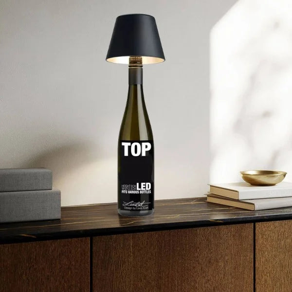 BottleLight – Genopladeligt Bordlampehoved til Vinflasker i DIY Design