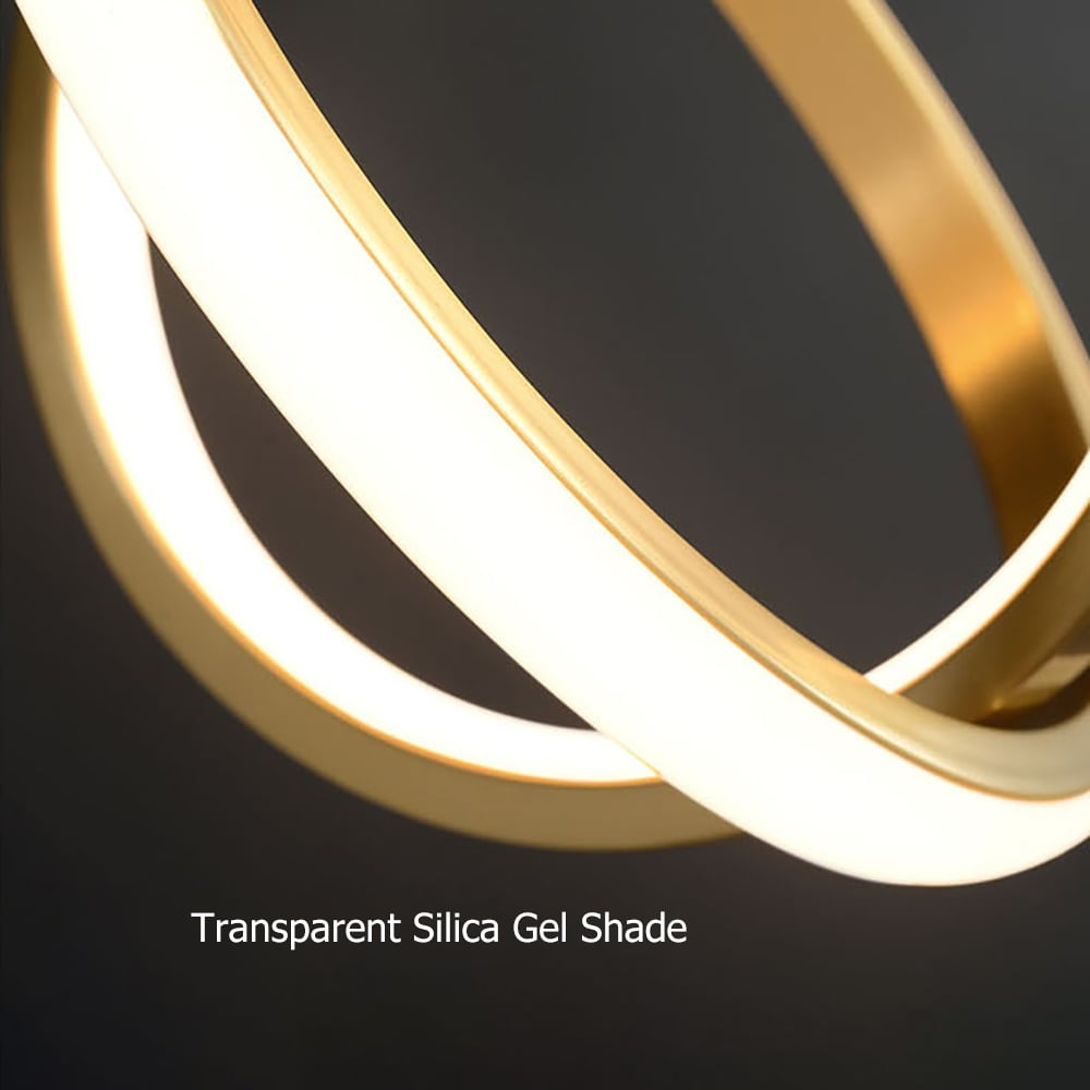 Guld geometrisk pendel 2-rings LED hængelampe i messing – Moderne elegant loftslampe til stue, køkken og spisestue