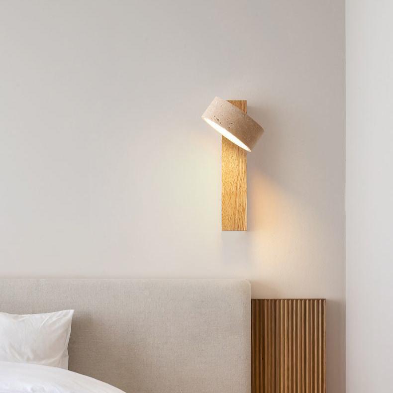 WabiSabi StoneGlow – Off-White Travertin Væglampe i Naturligt Japansk-Inspireret Design
