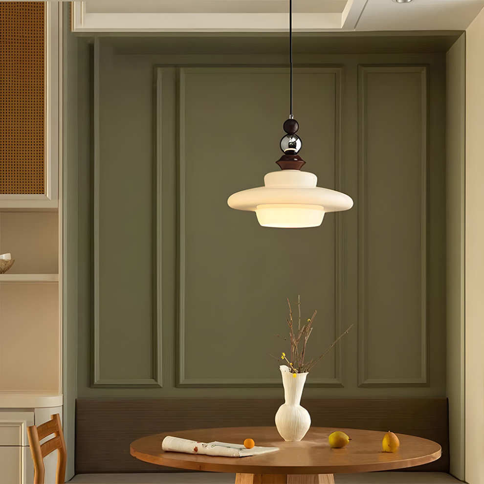 Middelalderlig stil glas beige spisestue pendel lys – Klassisk elegant hængelampe til køkken og stue