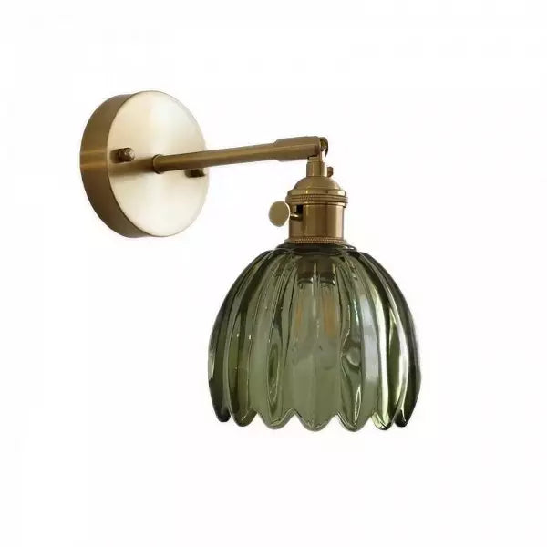 TulipGlow Retro – Væglampe i Glas med Tulipan- og Blomsterknopdesign til Klassisk Indretning