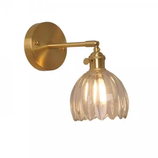 TulipGlow Retro – Væglampe i Glas med Tulipan- og Blomsterknopdesign til Klassisk Indretning
