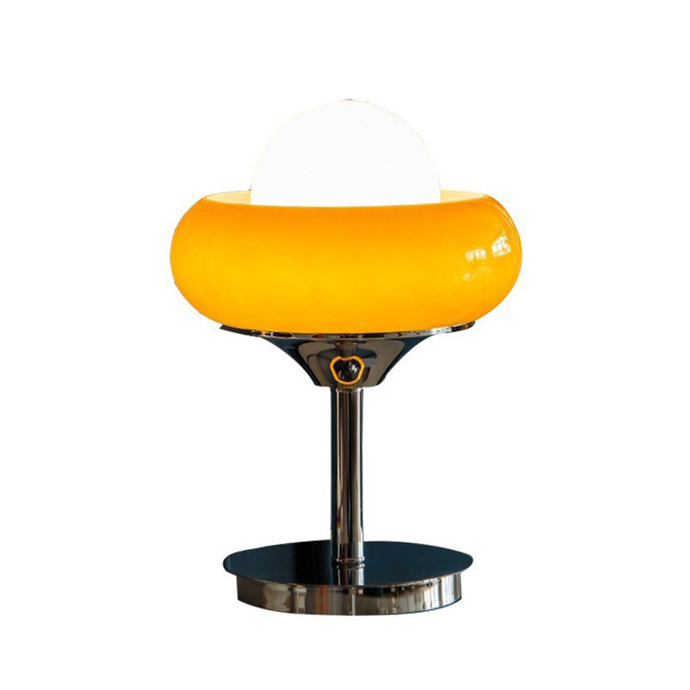 Bauhaus Vintage – Bordlampe i Gult Glas med Tidløst Retrodesign