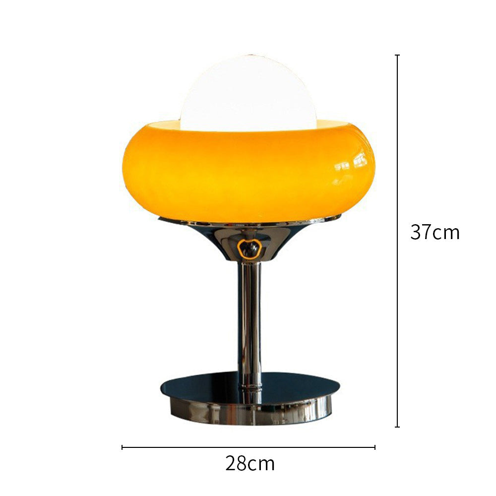 Bauhaus Vintage – Bordlampe i Gult Glas med Tidløst Retrodesign