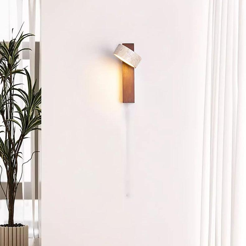 WabiSabi StoneGlow – Off-White Travertin Væglampe i Naturligt Japansk-Inspireret Design