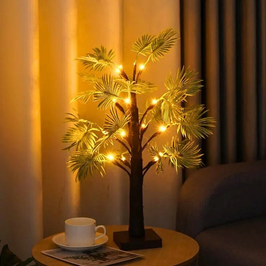 LED julelys med palmeblade – Dekorativ hyggelig lampe til stue, soveværelse og gang