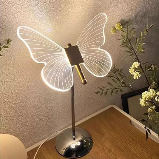 Sommerfuglekrystal bordlampe – Elegant dekorativ lampe til stue, soveværelse og kontor
