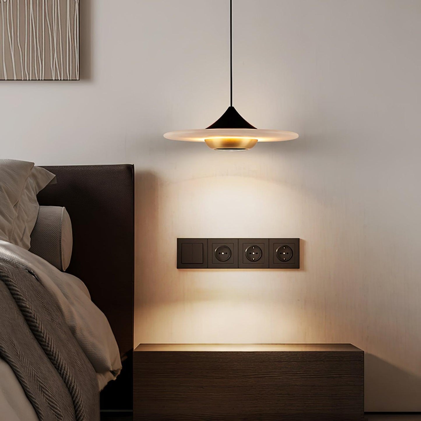 Flyvende tallerken marmor pendel lampe – Elegant moderne hængelampe til stue, køkken og spisestue