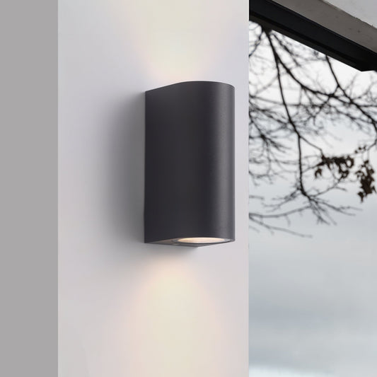 Udendørs Up/Down Runde GU10 Væglampe i Sort – Elegant LED Belysning til Udendørsbrug