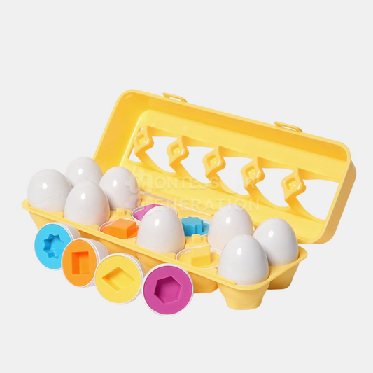 ShapeEggs Sæt – Geometrisk Æglegesæt | Farverig Læring for Børn 12+ Måneder
