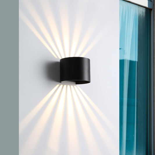Udendørs Væglampe i Sort med 6W Sunset Rund IP65 – Perfekt til Udendørs Belysning