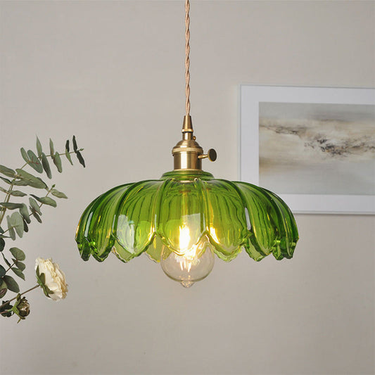 FloraGlaze Vintage – Hængelampe med Glaseret Blomsterdesign i Klassisk Retrostil
