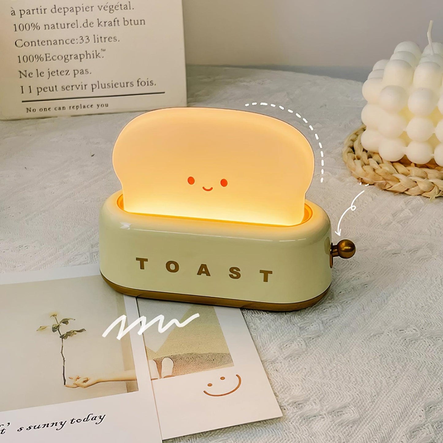 Design af brødrister bordlampe med indbygget batteri – Moderne stilfuld lampe til stue, soveværelse og kontor
