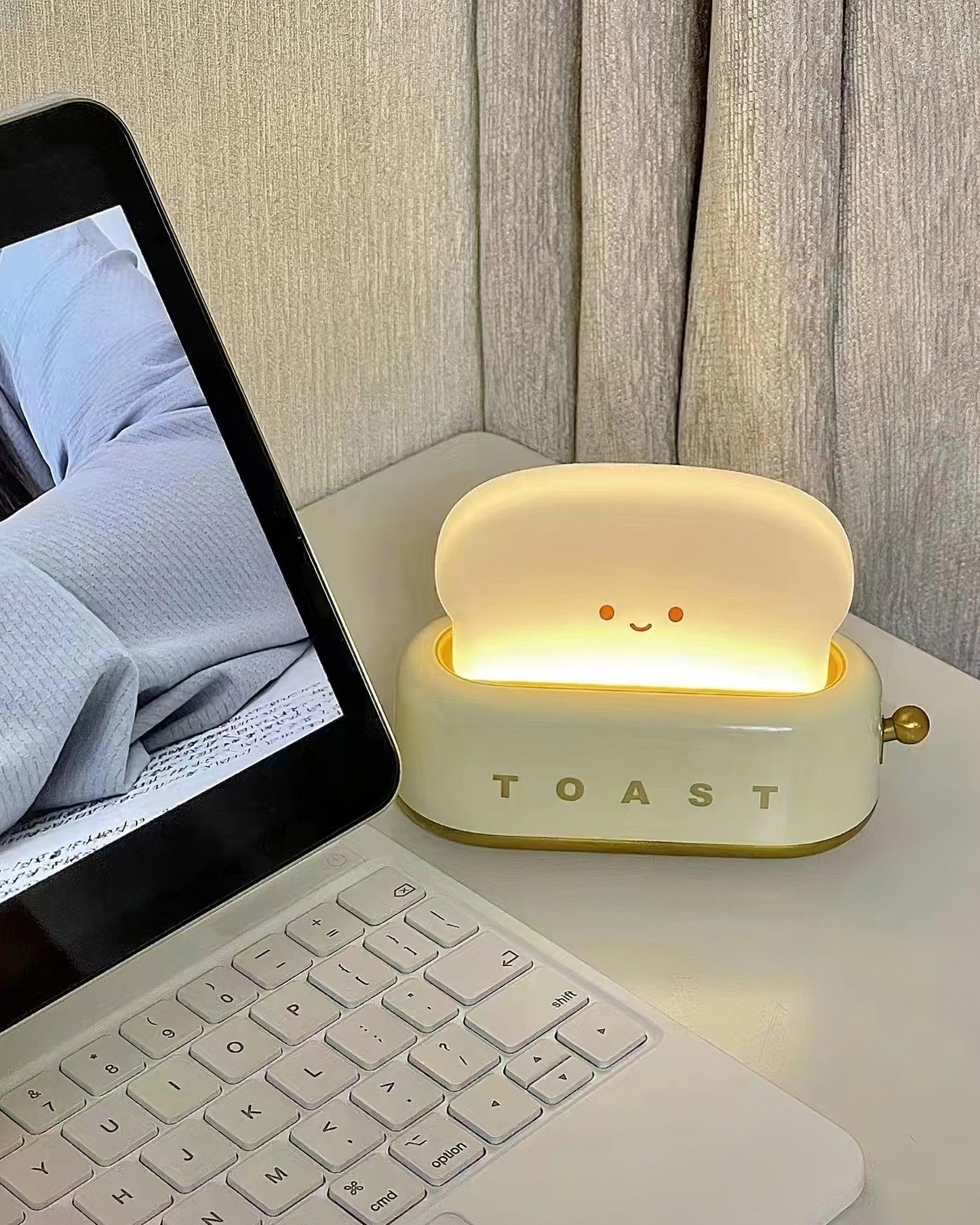 Design af brødrister bordlampe med indbygget batteri – Moderne stilfuld lampe til stue, soveværelse og kontor