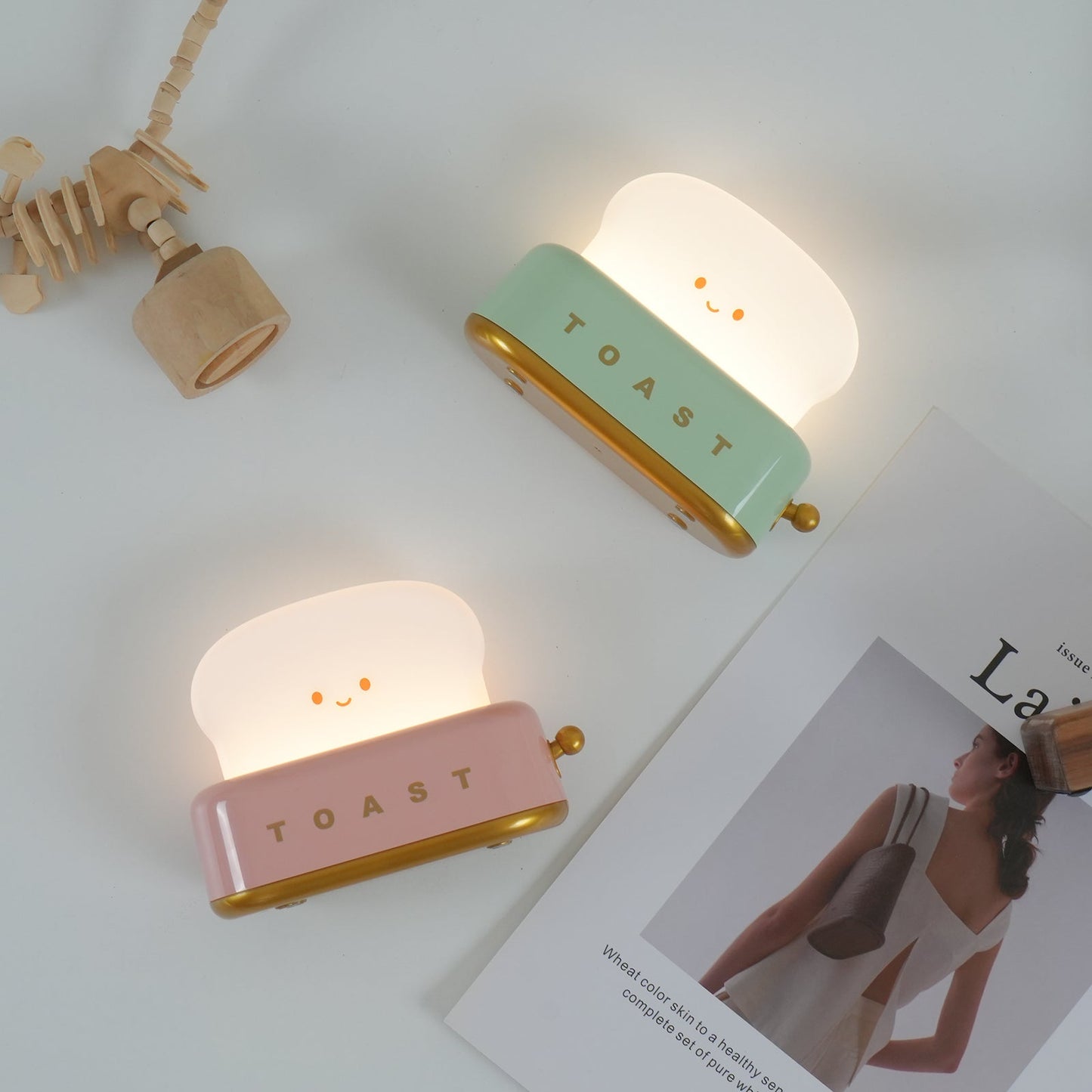 Design af brødrister bordlampe med indbygget batteri – Moderne stilfuld lampe til stue, soveværelse og kontor