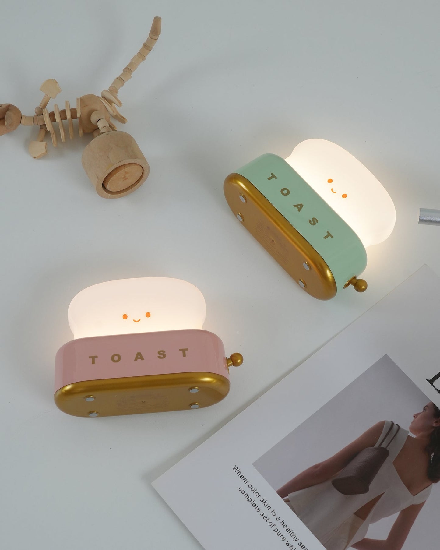 Design af brødrister bordlampe med indbygget batteri – Moderne stilfuld lampe til stue, soveværelse og kontor