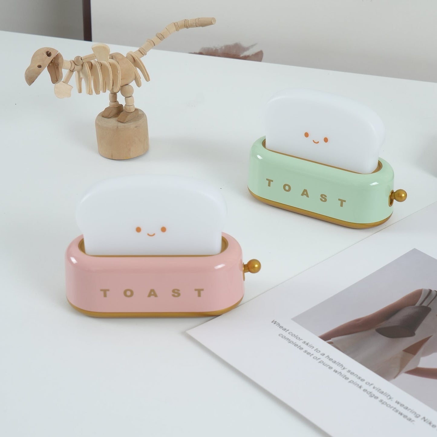Design af brødrister bordlampe med indbygget batteri – Moderne stilfuld lampe til stue, soveværelse og kontor