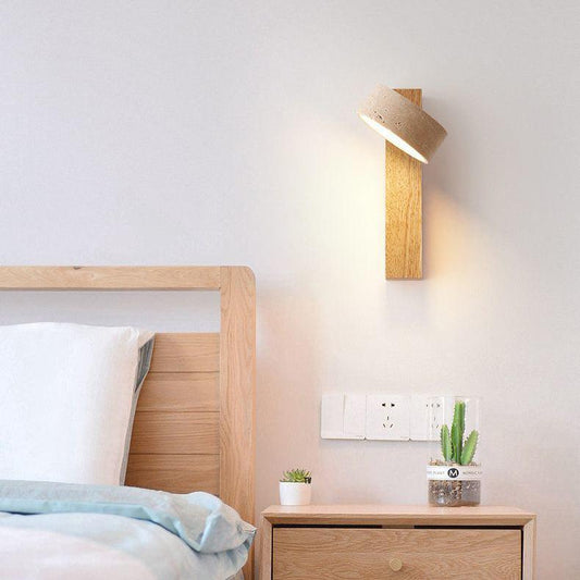WabiSabi StoneGlow – Off-White Travertin Væglampe i Naturligt Japansk-Inspireret Design